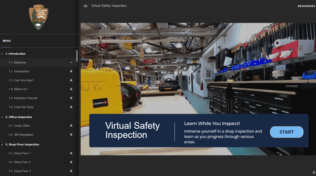 immersive virtual safety inspection for NPS
